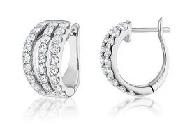 Lab Grown 2ct. Diamond 3-Row Hoop Earrings in 14k White Gold